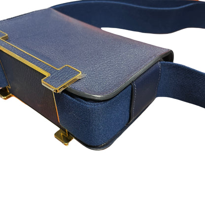 Used HERMÈS Geta Shoulder Bag Navy Blue GHW