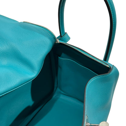 Used HERMES Swift Lindy Handbag Green PHW