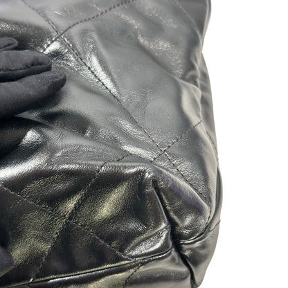Used CHANEL Quilted Leather 22 Small Tote Bag Black Gold