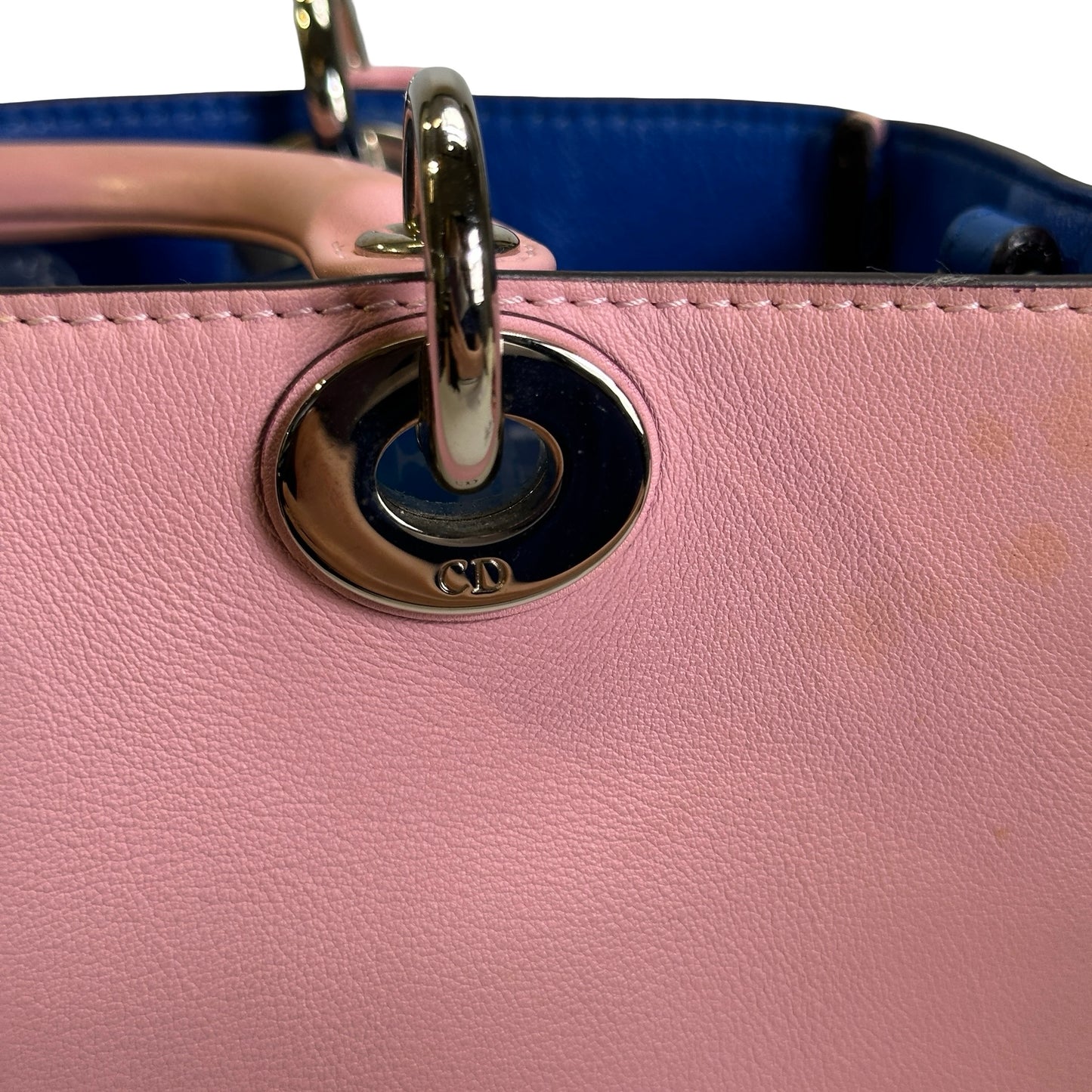 Used DIOR Calfskin Lady Dior Handbag Pink PHW
