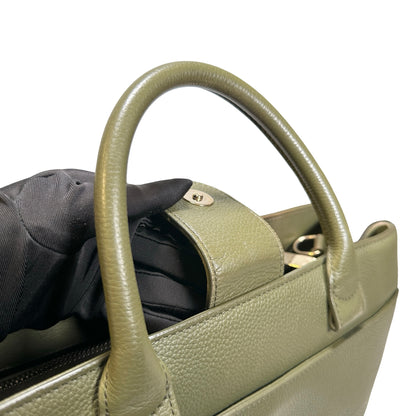 Used CHANEL Calfskin Leather Tote Bag Green