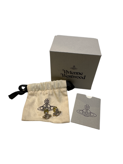 VIVIENNE WESTWOOD Orb Crystal Nano Solitaire Earrings Silver Clear