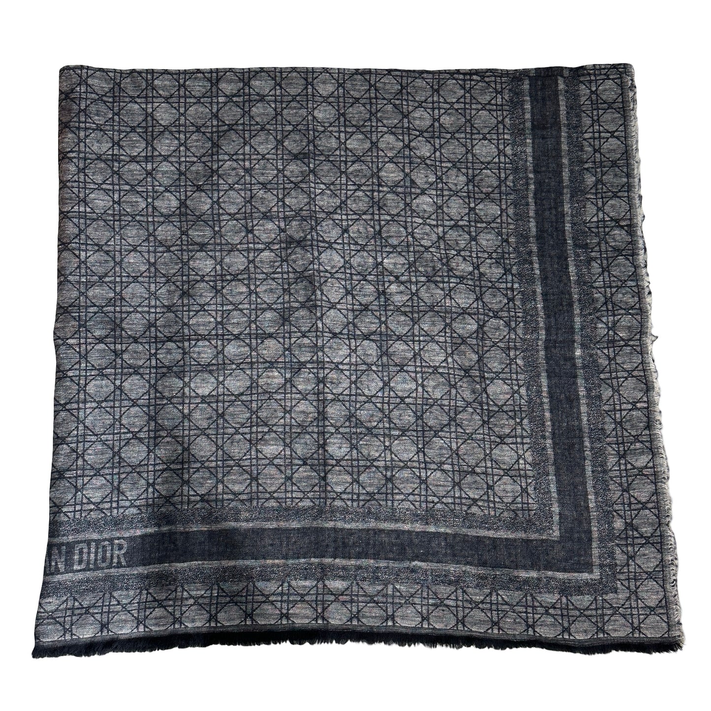 DIOR Cannage Cashmere Cannage Motif Scarf Black Grey