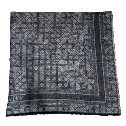 DIOR Cannage Cashmere Cannage Motif Scarf Black Grey