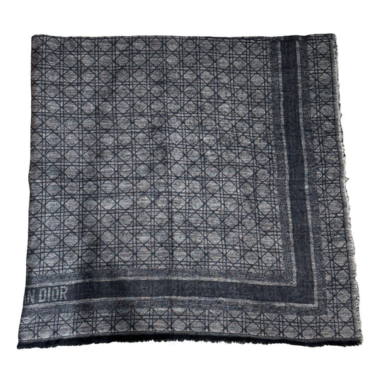 DIOR Cannage Cashmere Cannage Motif Scarf Black Grey