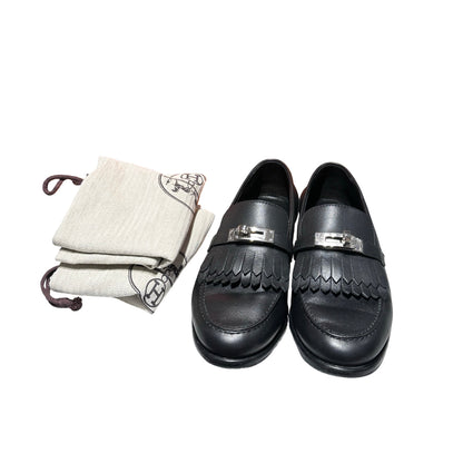Used HERMÈS Kelly buckle loafers Shoes Black PHW