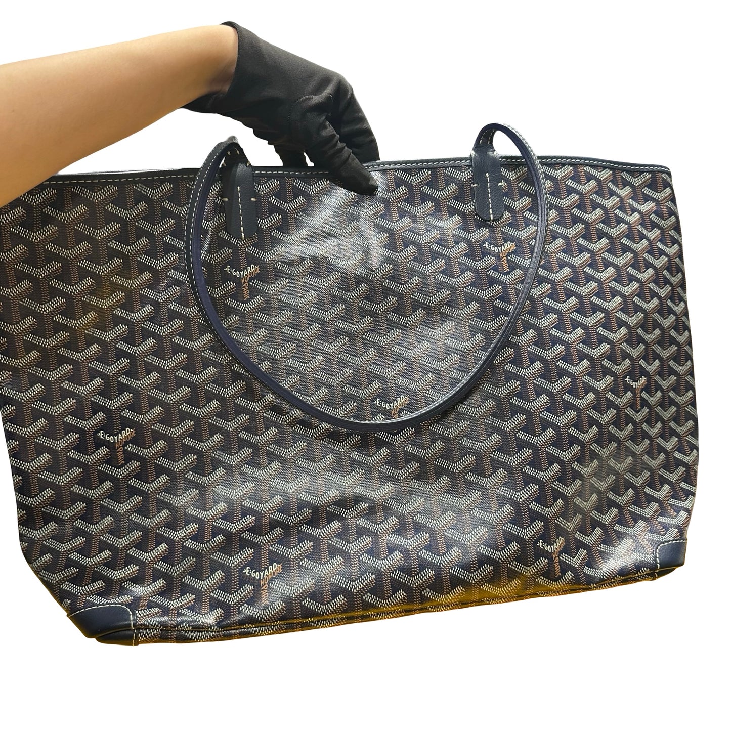 Used GOYARD Goyardine Saint Louis Tote Bag Navy