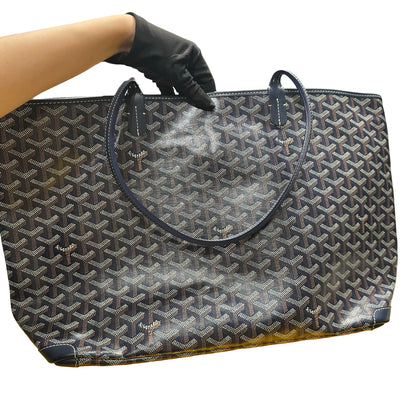 Used GOYARD Goyardine Saint Louis Tote Bag Navy