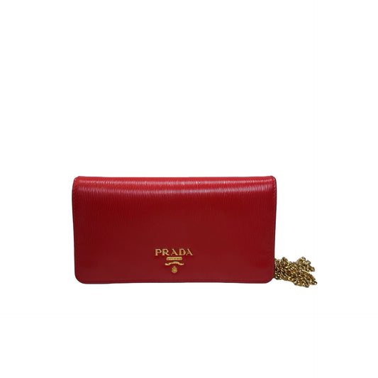 Used PRADA Vitello Move Staffing Woc Wallet on chain Red