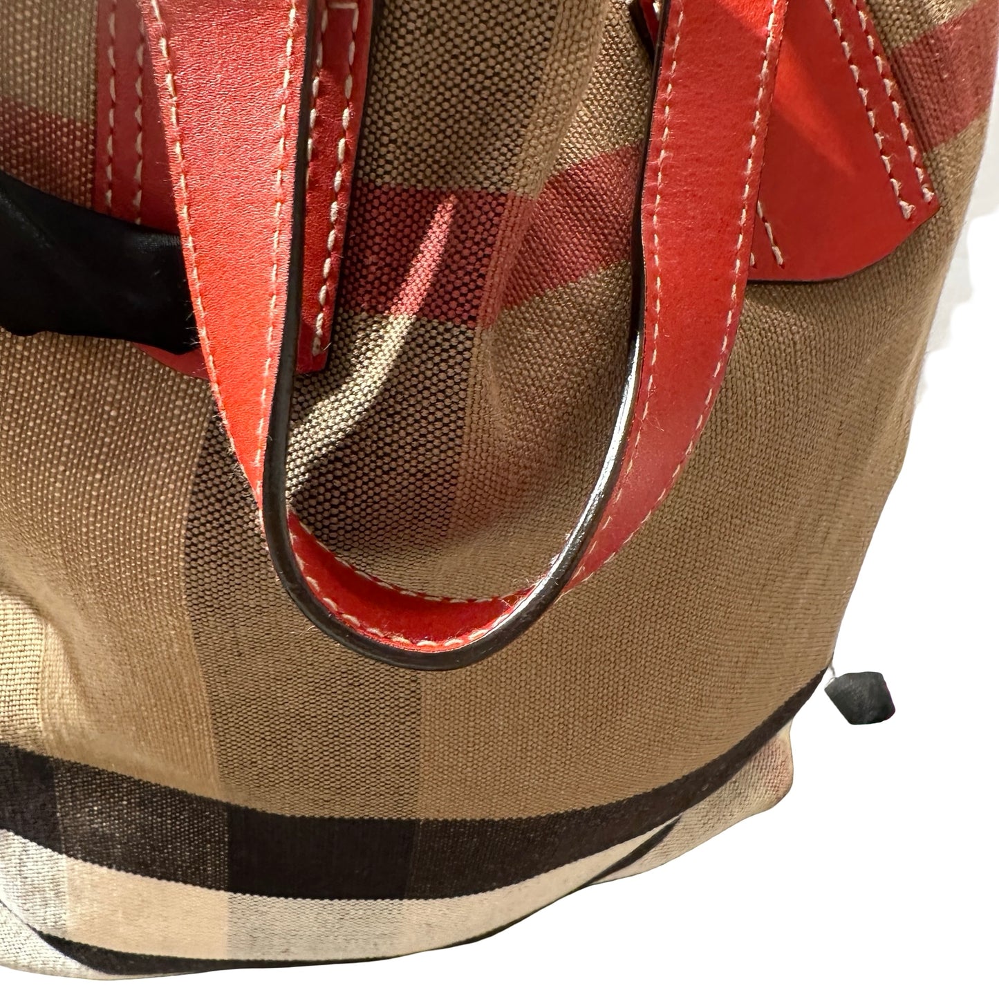 Used BURBERRY Tote Bag Beige Red