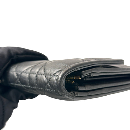 Used DIOR Lambskin Leather Wallet Black