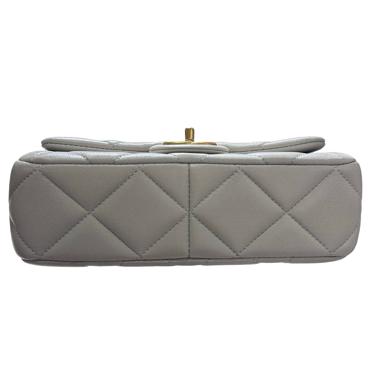 Used CHANEL Peal Crush Mini Flat 20cm Flat bag Grey GHW