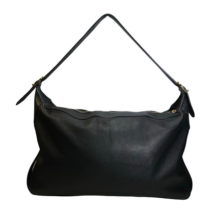 Used CELINE Leather Sangle Bucket Bag Shoulder Bag Black