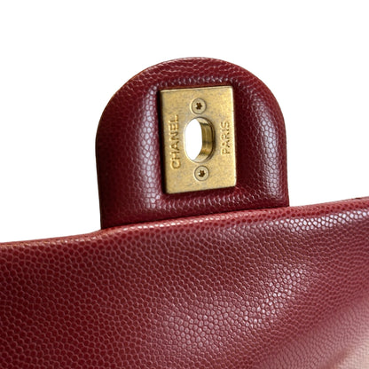 Used CHANEL Caviar Quilted Flap Bag Chain shoulder bag Red Gold