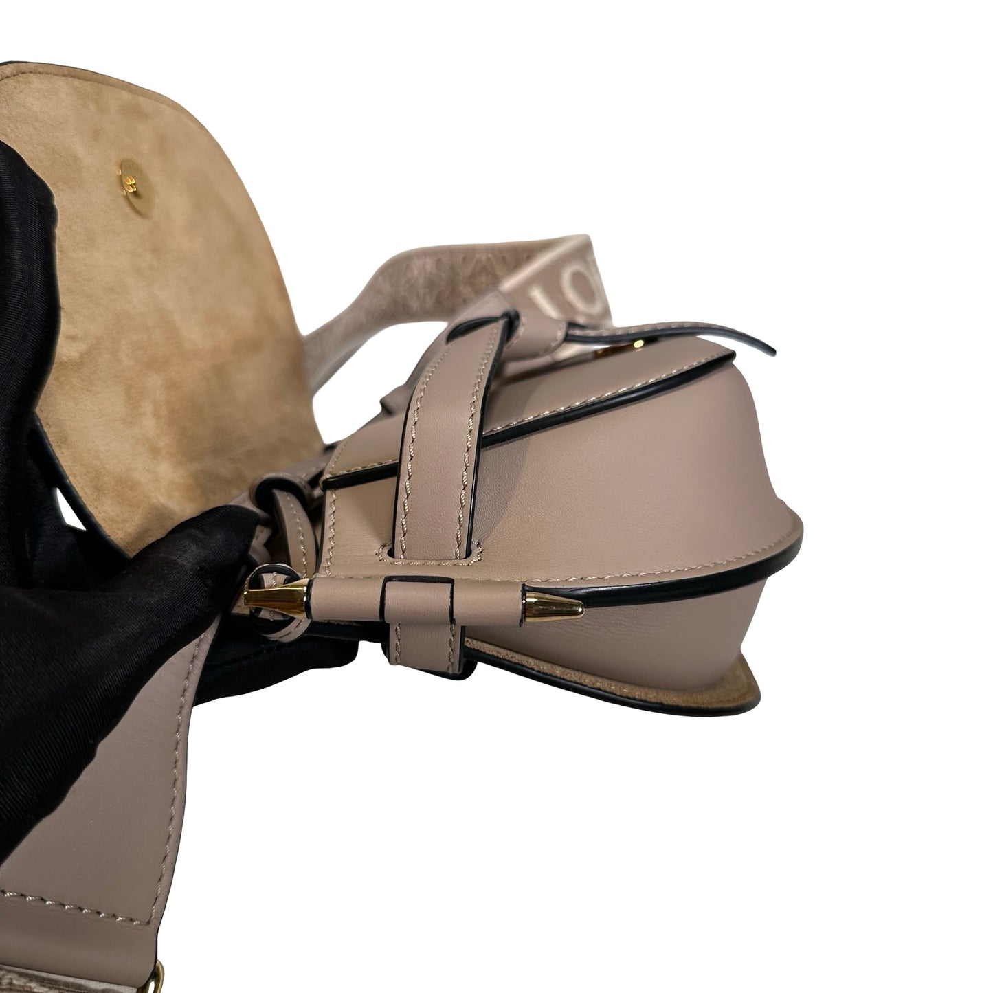 Used LOEWE Calfskin Gate Dual Crossbody Bag Taupe