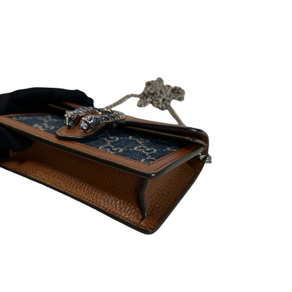 Used GUCCI GG Supreme Denim Dionysus Shoulder Bag Blue Brown