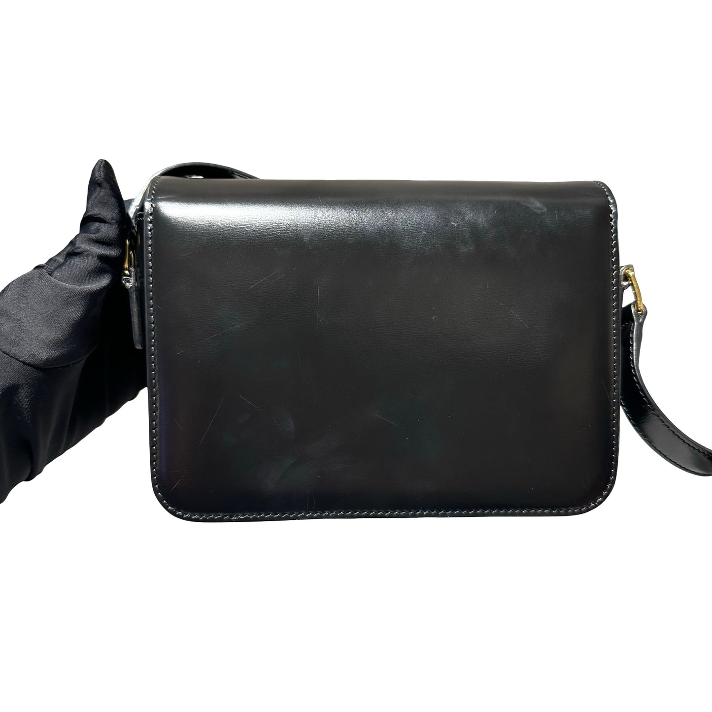 Used CÉLINE Trimphe Teen Cross Body Bag Black GHW