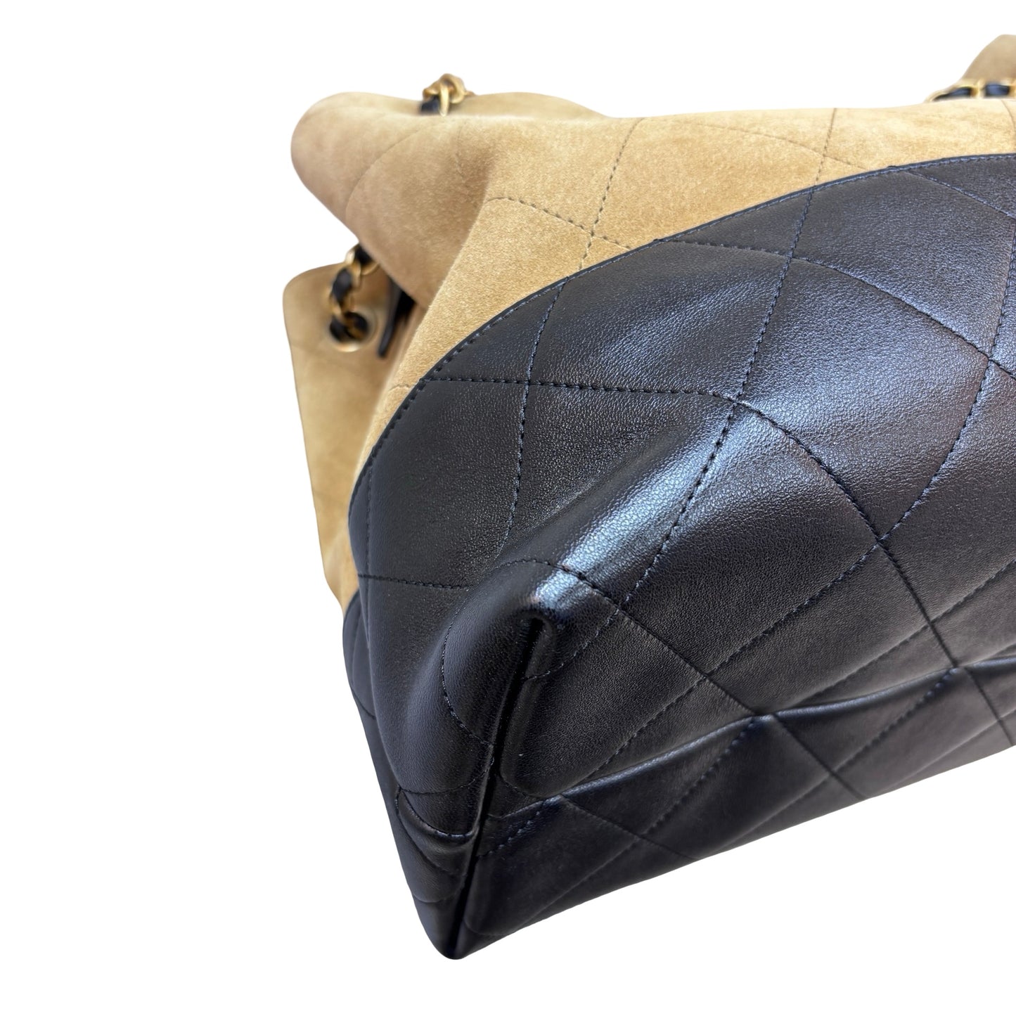 Used CHANEL Hobo 飯盒包 Shoulder Bag Beige Black GHW