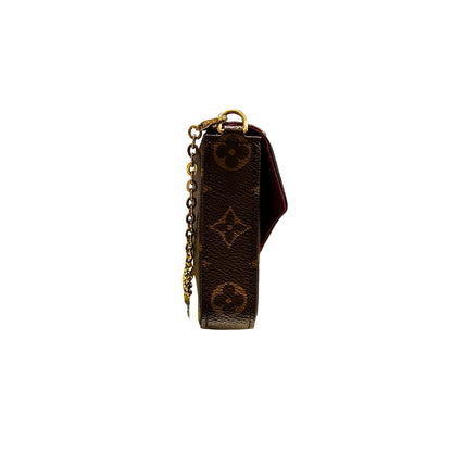 Used LOUIS VUITTON Monogram Pochette Felicie Cross Body Bag Brown Pink GHW