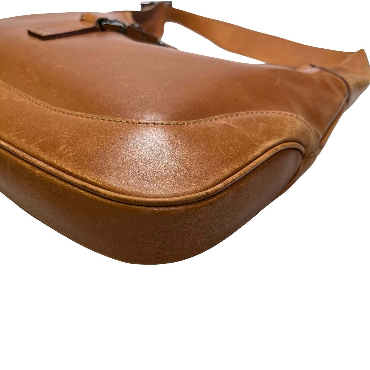 Used GUCCI Leather Jackie Shoulder Bag Brown PHW