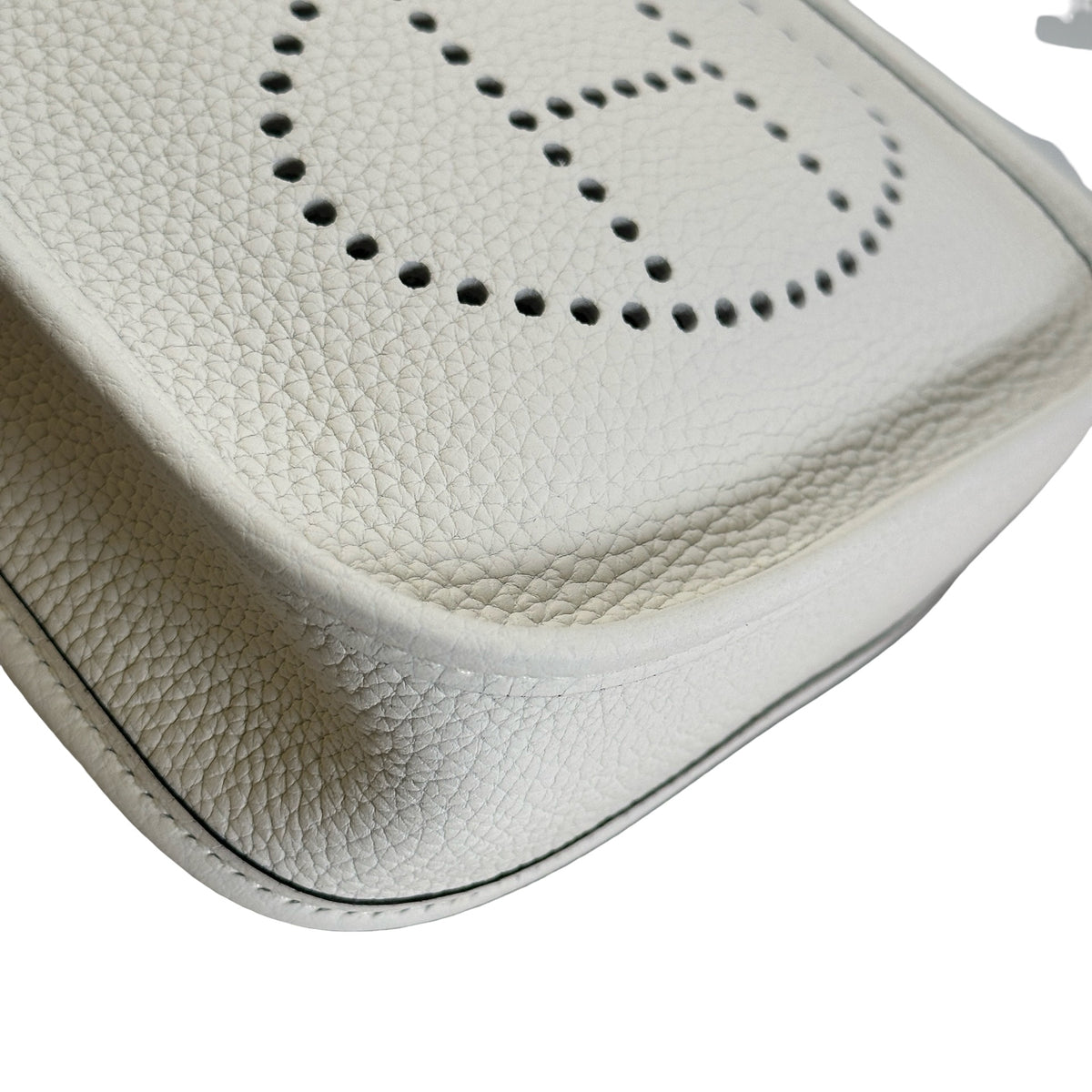 Used HERMES Clemence Evelyne Crossbody Bag White