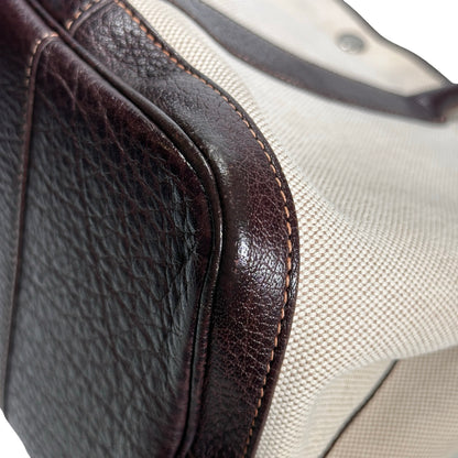 Used HERMES Canvas GP36 Vintage Hobo Bag Black Beige