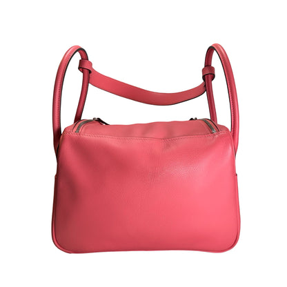 Used HERMES Clemence Lindy 26 Handbag Pink PHW