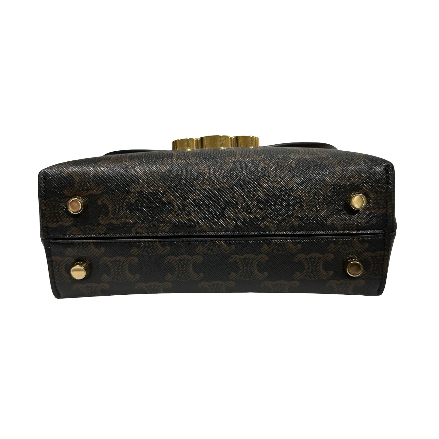 Used Céline TRIOMPHE Canvas Teen Nino Shoulder Bag GHW Brown