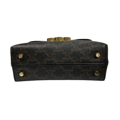 Used Céline TRIOMPHE Canvas Teen Nino Shoulder Bag GHW Brown