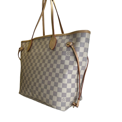 Brand New LOUIS VUITTON Damier Azur Neverfull Tote Bag White Blue