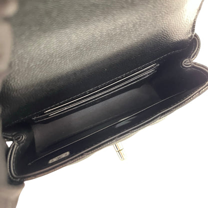 Used CHANEL Calfskin Leather Nano Coco Handle Shoulder Bag Black GHW