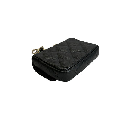 Used CHANEL Quilted Caviar Mini Flap Bag Mini Bag Black Gold Hardware