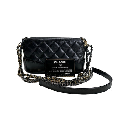 Used CHANEL Calfskin Leather Gabrielle woc Chain shoulder bag Black PHW