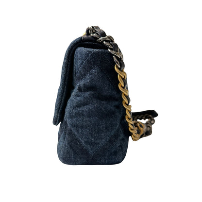 Used CHANEL Denim Blue Used Chanel 19 Small Cross Body Bag