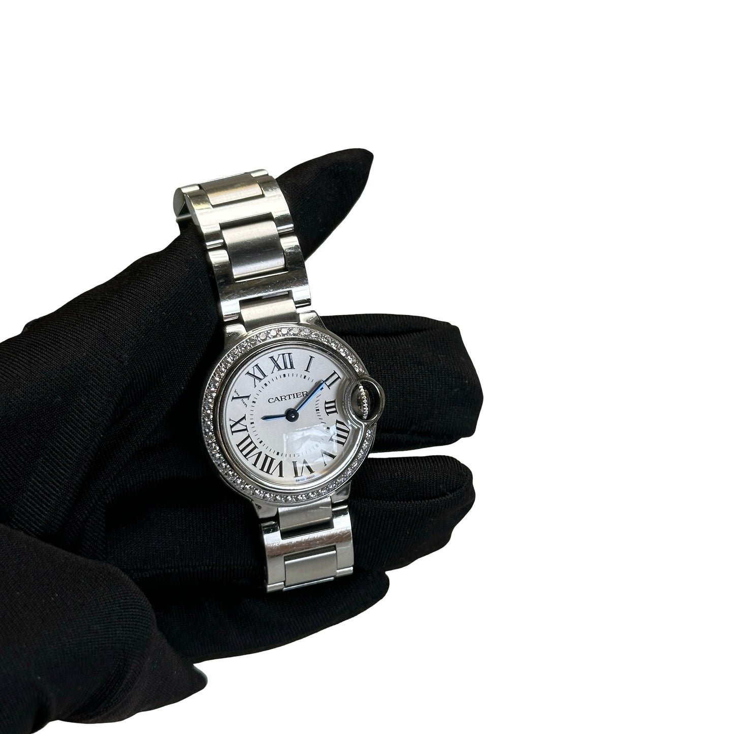 Used CARTIER Stainless Steel Diamond Bezel Ballon Bleu Watch Silver