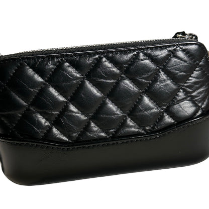 Used CHANEL Calfskin Leather Gabrielle woc Chain shoulder bag Black PHW