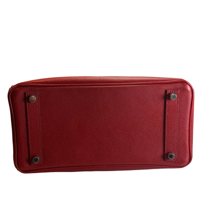 Used HERMES Epsom HAC 28 Handbag Red PHW