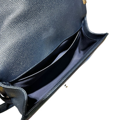 Used CHANEL Boy 25cm Shoulder Bag Navy GHW