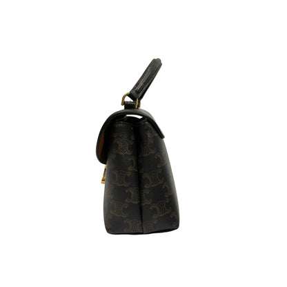 Used Céline TRIOMPHE Canvas Teen Nino Shoulder Bag GHW Brown