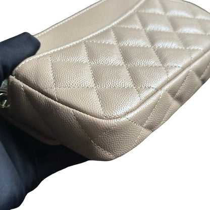 Used CHANEL Quilted Lambskin Flap Bag Handbag Beige GHW