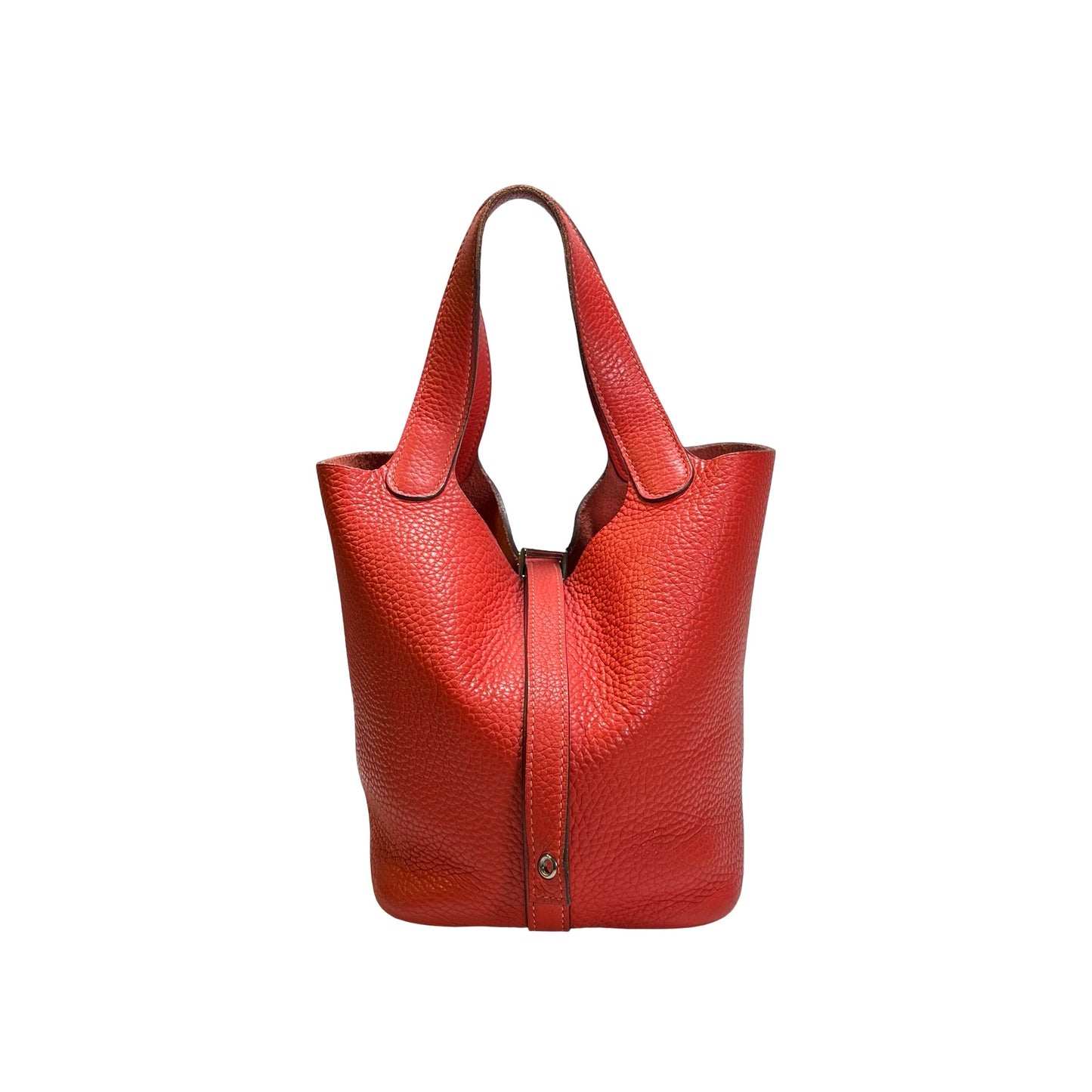 Used HERMES Calfskin Leather Picotin Clutch Pink