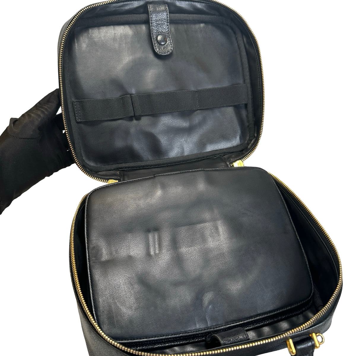 Used CHANEL Caviar leather Caviar Vanity Case Vanity case Black Gold