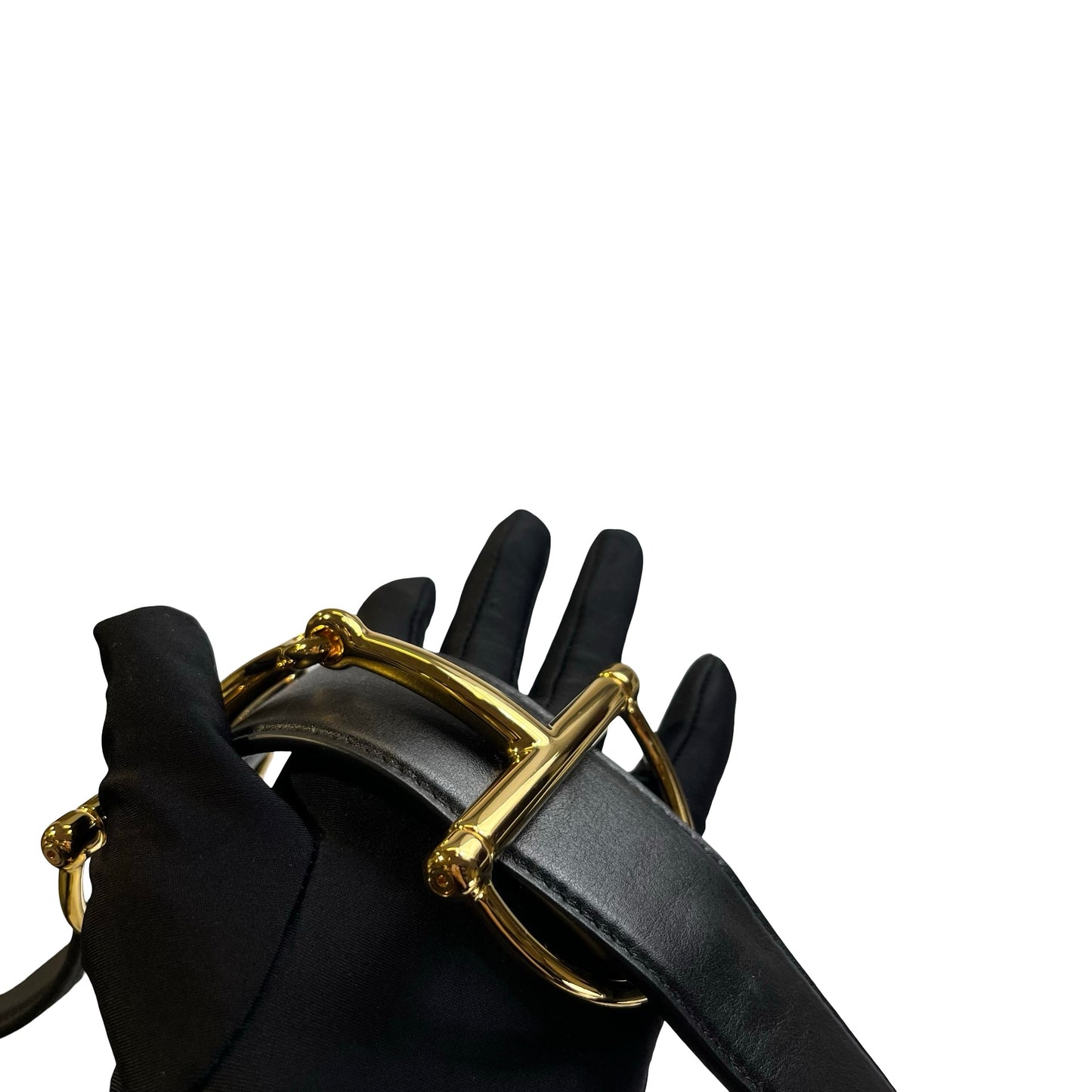 Used GUCCI Solid Medium Shoulder Shoulder Bag Black GHW