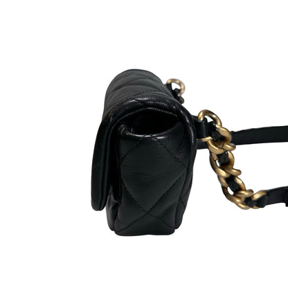 Used CHANEL Lambskin Quilted Chanel 19 Belt bag Black GHW