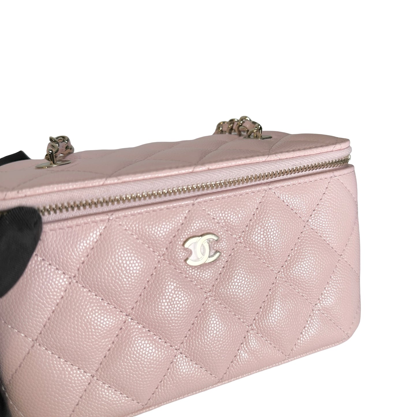 Used CHANEL Quilted Caviar Long Vanity Case Vanity case Pink