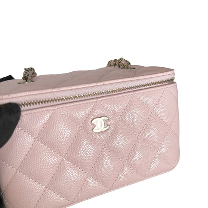 Used CHANEL Quilted Caviar Long Vanity Case Vanity case Pink