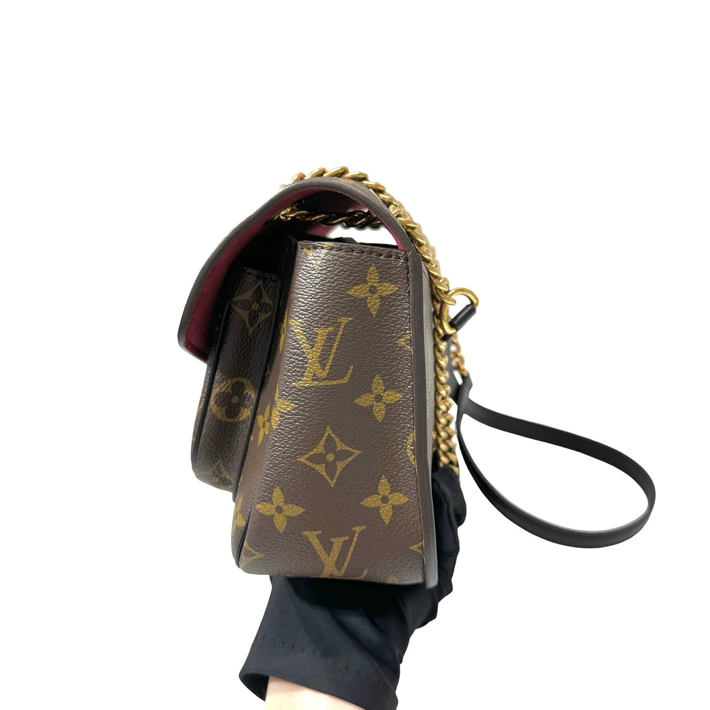 Used LOUIS VUITTON Monogram Canvas PASSY NM MNG Shoulder Bag Brown GHW