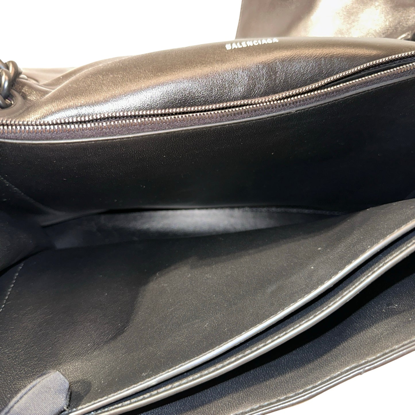 Used BALENCIAGA Quilted Calfskin Crush Chain Shoulder Bag Black