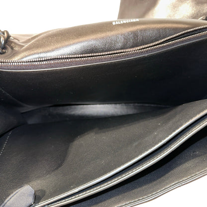 Used BALENCIAGA Quilted Calfskin Crush Chain Shoulder Bag Black