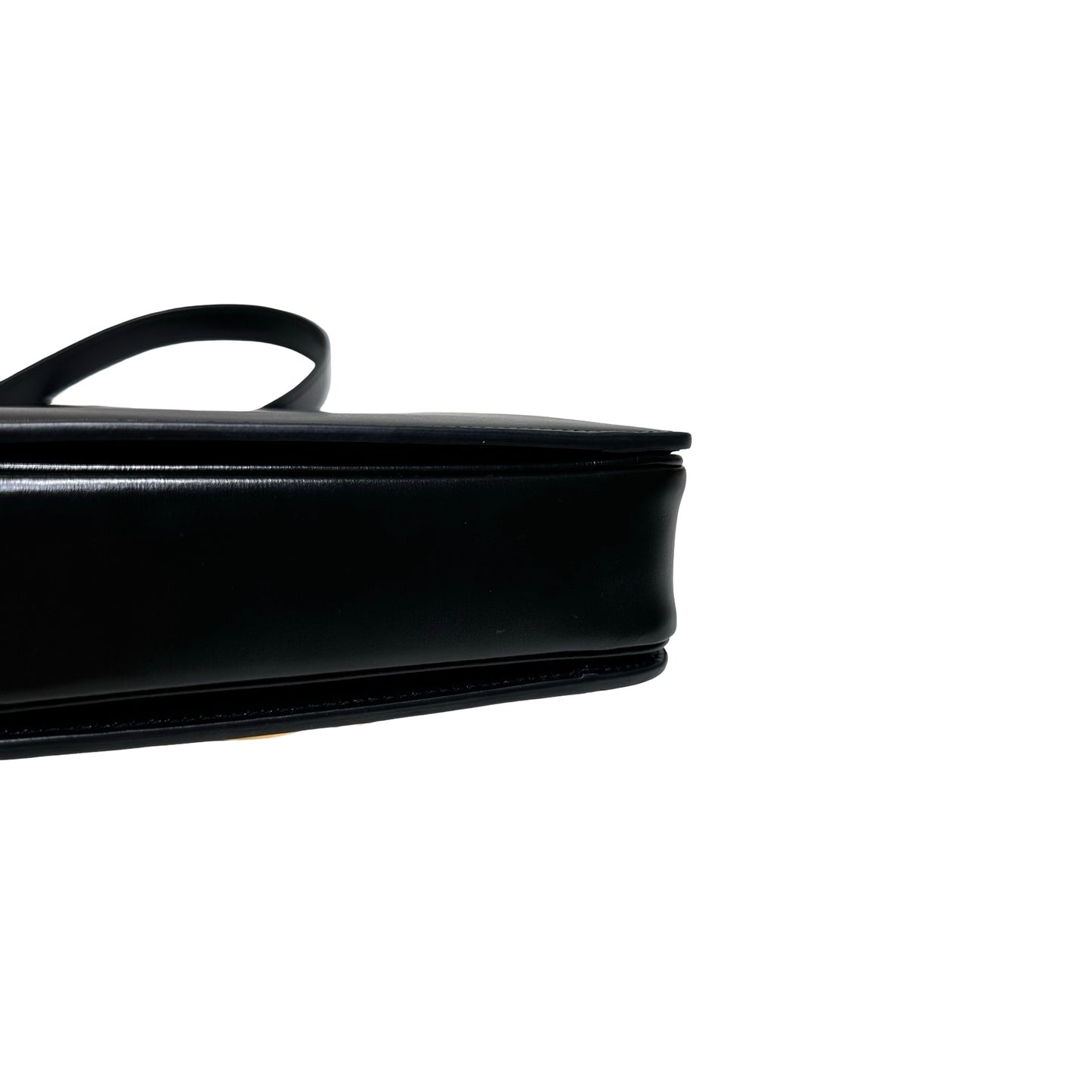 Used CÉLINE Calfskin Leather TEEN TRIOMPHE Cross Body Bag Black GHW